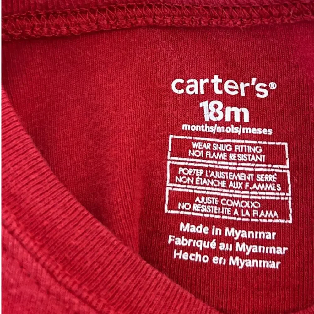 Carters Christmas pajama set red long sleeve top Ho Ho Ho and striped pants 18 m